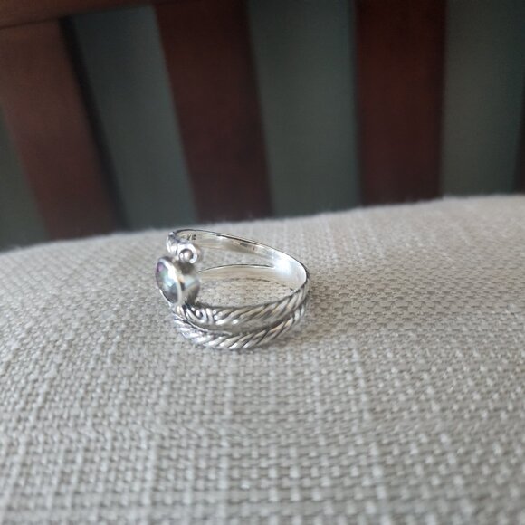 Artisan Crafted by Robert Manse S/S & 14kt gold Mystic Quartz Wrap Ring Size 10 - Picture 2 of 4